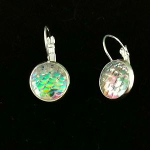 June mermaid scale leverback earrings